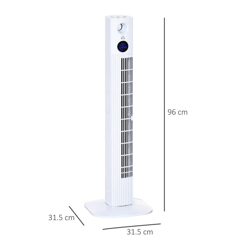 VENTILATORE A TORRE 45W A 3 MODALITÀ E 3 VELOCITÀ CON TIMER DA 12H E DIFFUSORE, 31.5X31.5X96 CM, BIANCO