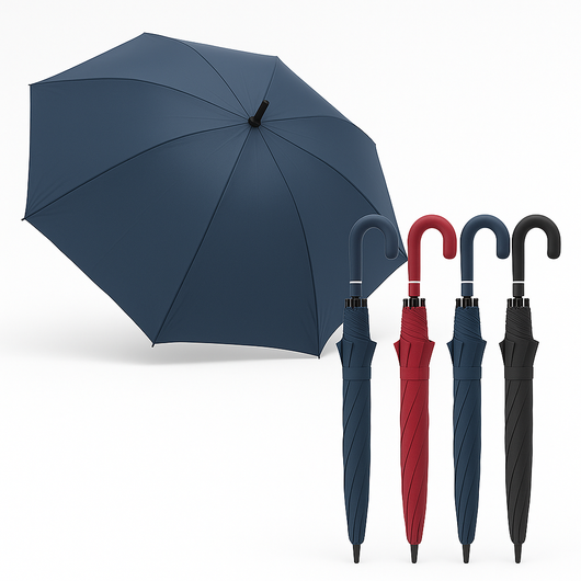 kit 3 Ombrelli Grandi Automatici Antivento 129cm Struttura in Fibra di Vetro Tessuto Extra