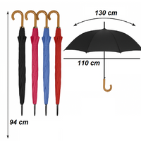Kit 5 Ombrelli Automatici 8 Stecche Rinforzate Manico Curvo Uomo Donna Colori Misti
