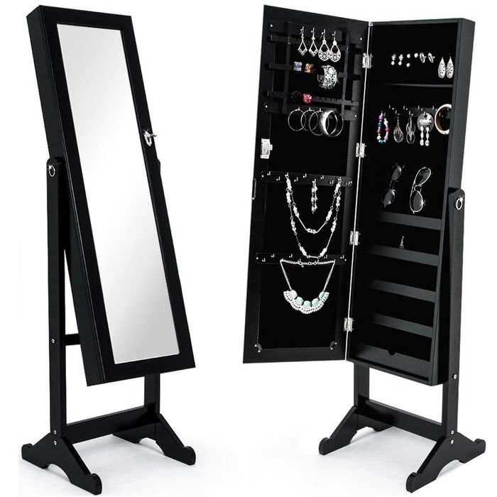 Specchiera Portagioie Ginevra Armadietto Portagioielli Specchio con Anta Nero