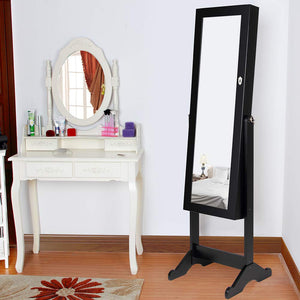 Specchiera Portagioie Ginevra Armadietto Portagioielli Specchio con Anta Nero