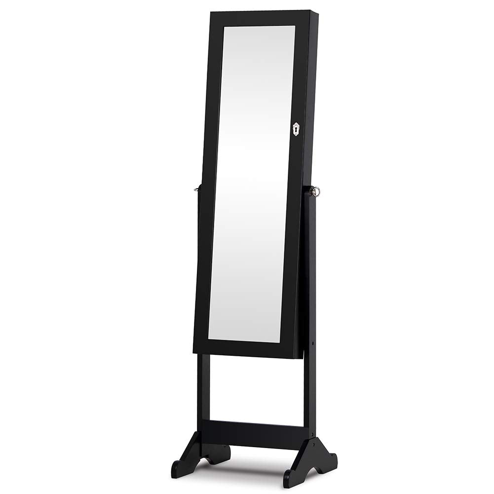 Specchiera Portagioie Ginevra Armadietto Portagioielli Specchio con Anta Nero