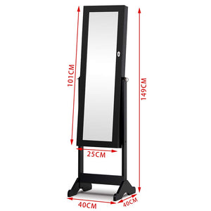 Specchiera Portagioie Ginevra Armadietto Portagioielli Specchio con Anta Nero