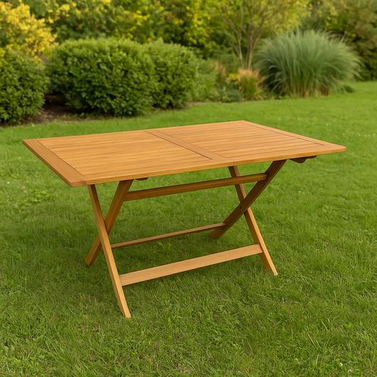 Tavolo Rettangolare Pieghevole in Legno di Acacia – 140x80xH72 cm