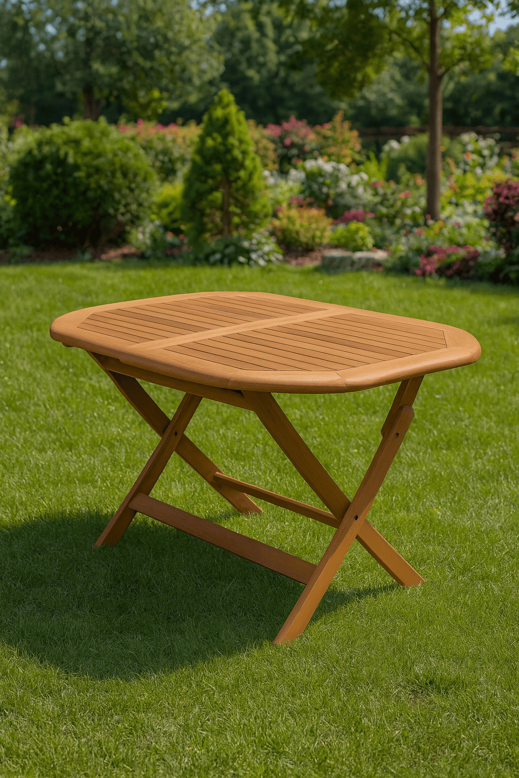 Tavolo Ovale Pieghevole in Legno di Acacia – 120x75xH72 cm