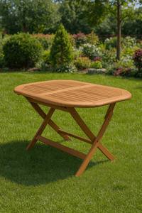 Tavolo Ovale Pieghevole in Legno di Acacia – 120x75xH72 cm