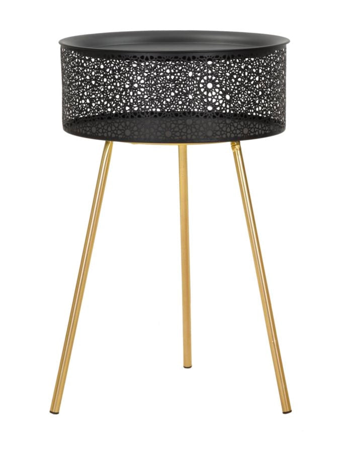 Tavolino Basso Ø40x65 cm in Metallo Nero