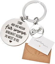 Regalo per L'amica - Maniglia a Cuore con Stampa, Ideale per Amiche con Carta di Auguri & Carta da Lettera, Ideale per Regali di Amicizia, Argento