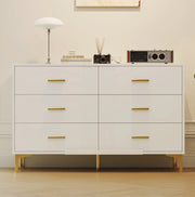 Cassettiera a 6 cassetti in MDF bianca; 120 x 40 x 76 cm
