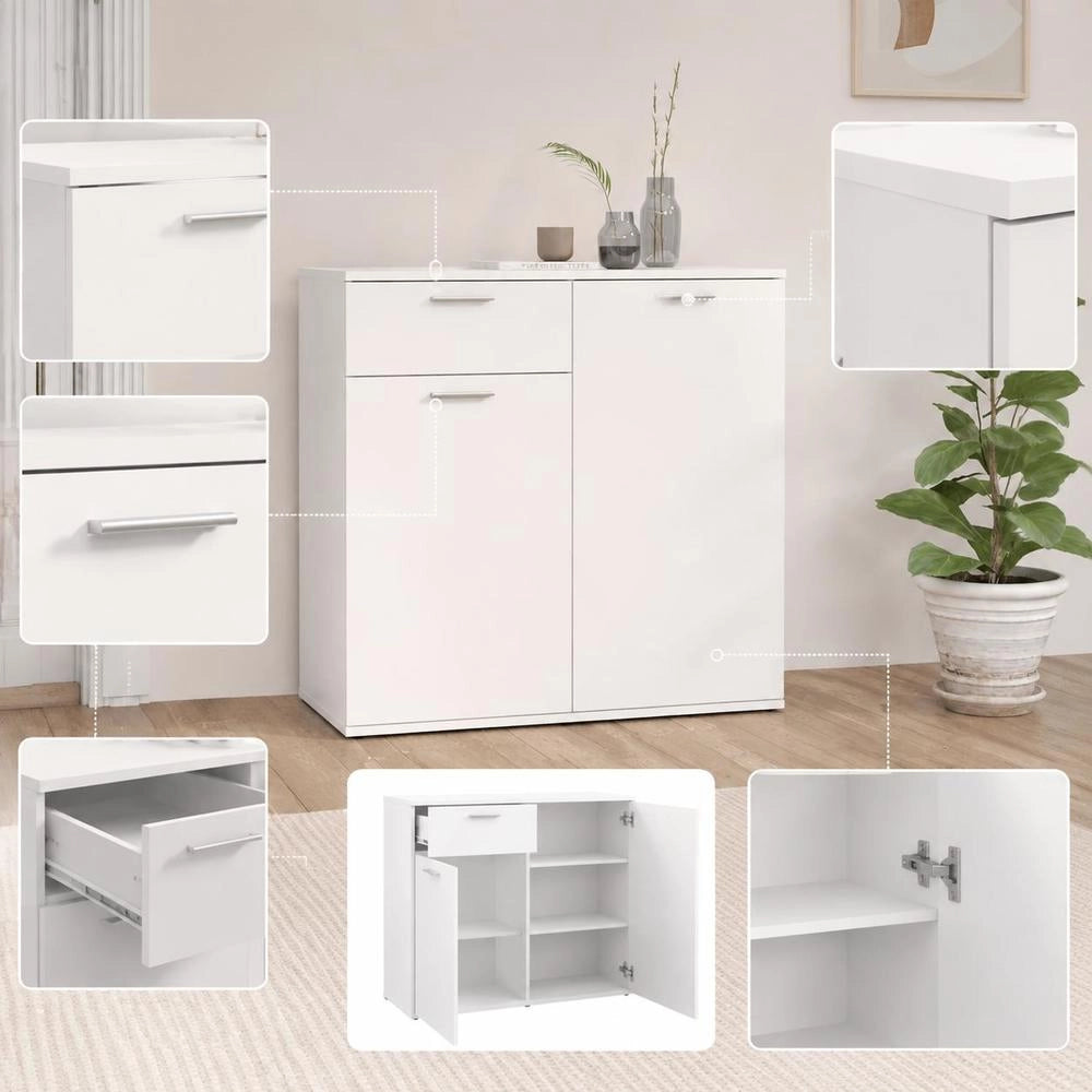 Sideboard White 80x36x75 Cm Wood-based Material