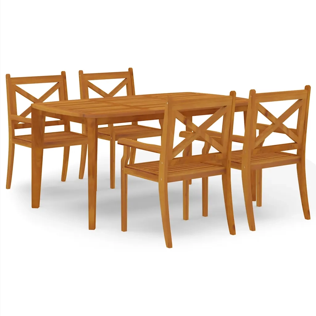 Set da Pranzo per Giardino 5 pz in Legno Massello di Acacia