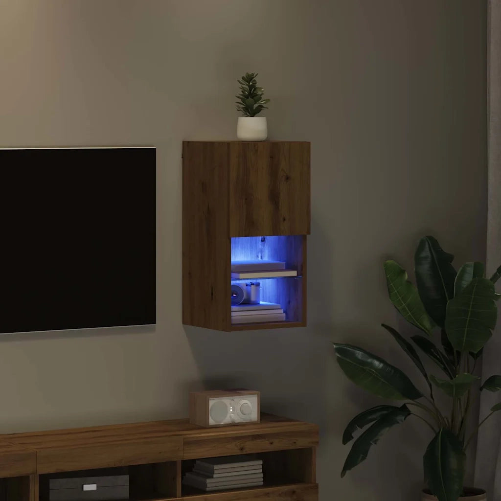Mobile TV da parete-Mobile TV a Muro-Credenza TV Rovere artigianale 30,5 x 30 x 60 cm