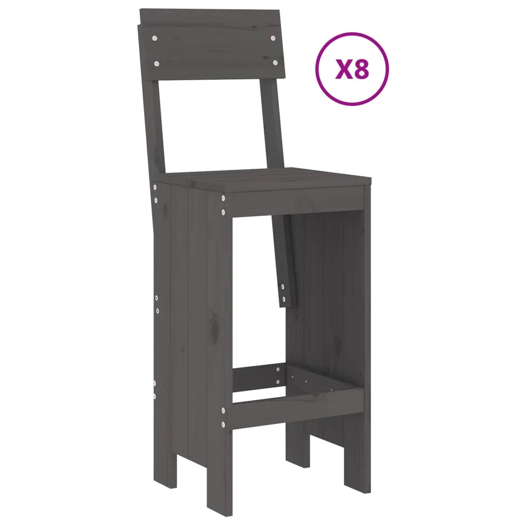 Set Bar da Giardino 9 pz Grigio in Legno Massello di Pinocod mxl 131616