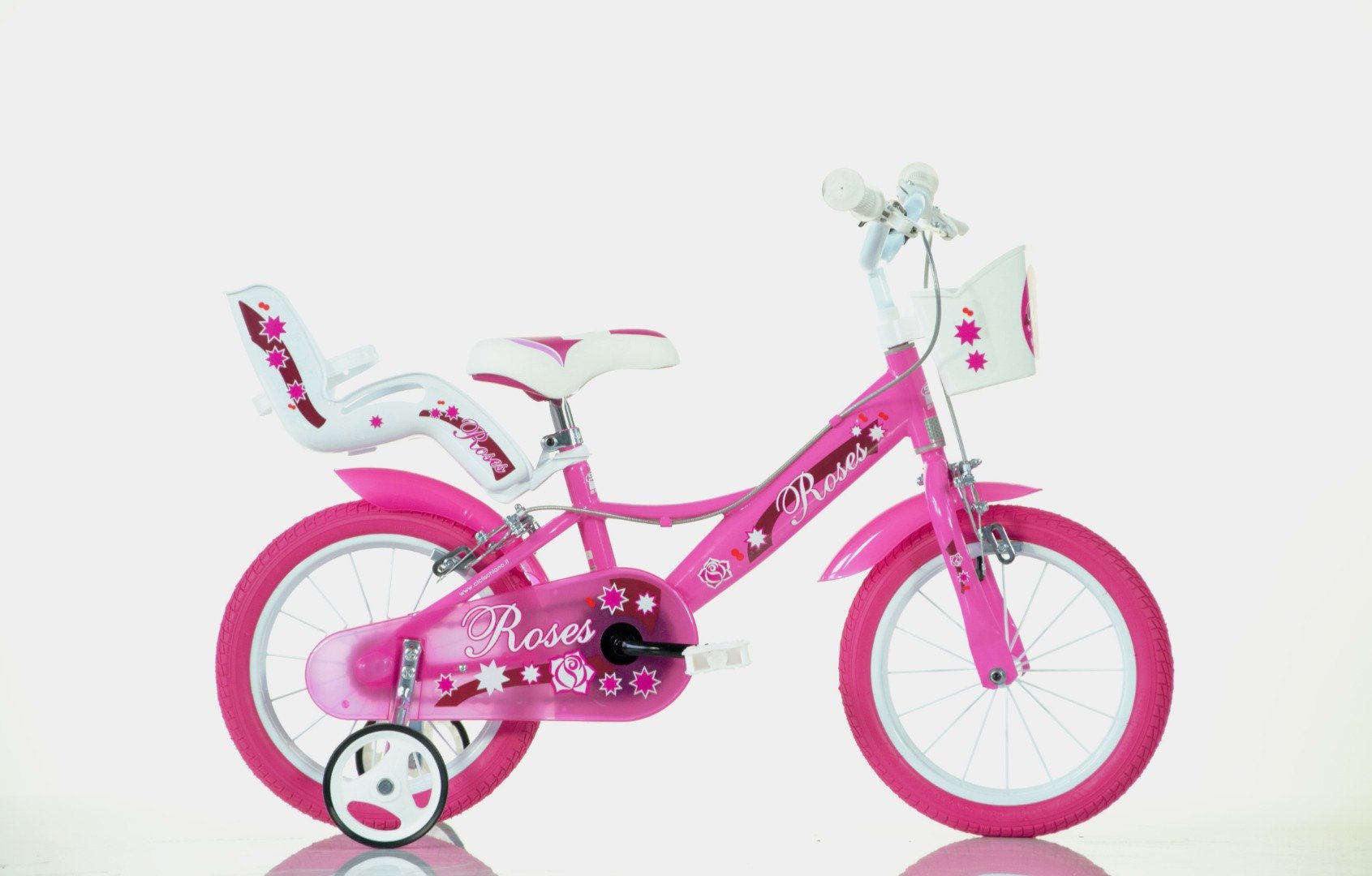 SCH ROSES 14", bicicletta per bambini, adatta ad etÃ  tra i 4 e i 6 anni, per altezza tra 100 e 120 cm, con cestino, c
