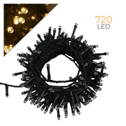 CATENA LUMINOSA DI NATALE 720 LED 31V 36M CON CAVO VERDE E LUCE CALDA - DECORAZIONE PERFETTA PER GIARDINI CASE E VETRINE