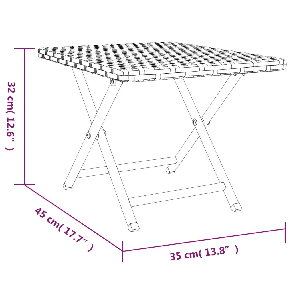 Tavolo Pieghevole Nero 45x35x32 cm in Polyrattan 362251