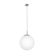 Lampadario A Sospensione Minimal Rondo Acciaio Nichel Opaco Vetro 1 Luce E27