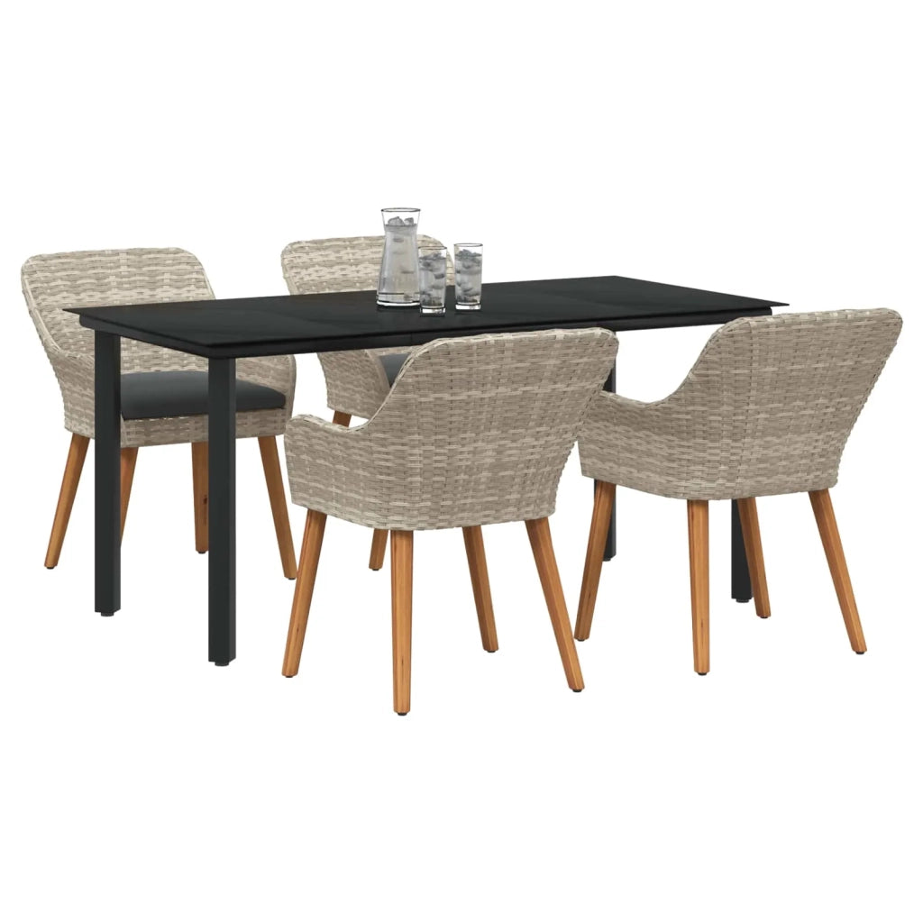 Set da Pranzo per Giardino 5 pcs Grigio chiaro polyrattan