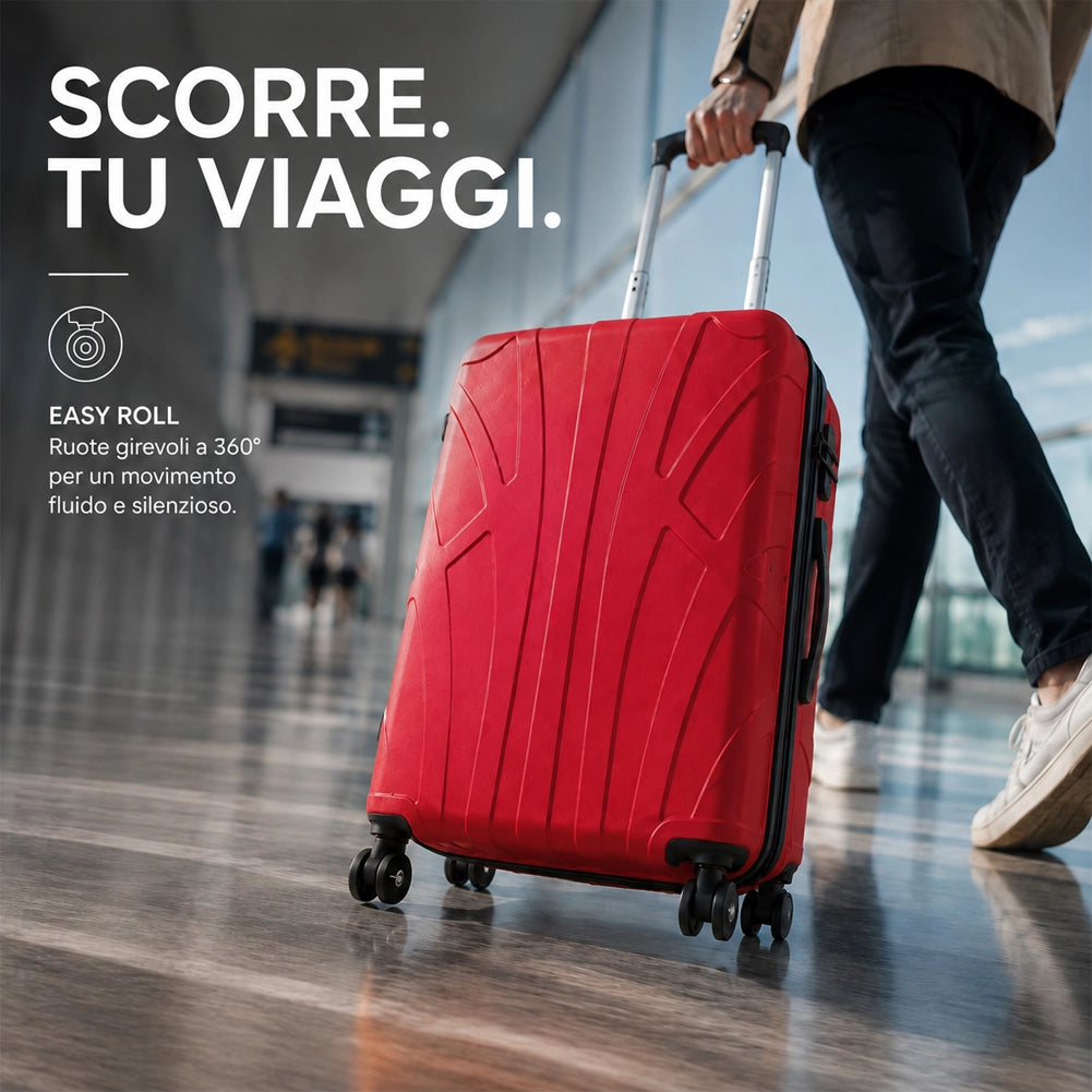 Valigia Bagaglio a Mano 55x40x20 cm Rosso Trolley Lugano Adatto Ryanair Easyjet
