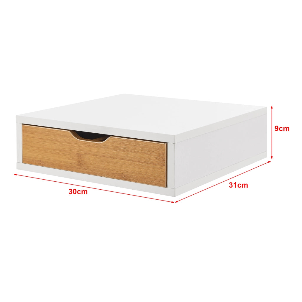Supporto Vieremä per Macchina da Caffè con Cassetto per Capsule o Cialde - Bianco / Effetto Bambù [en.casa]