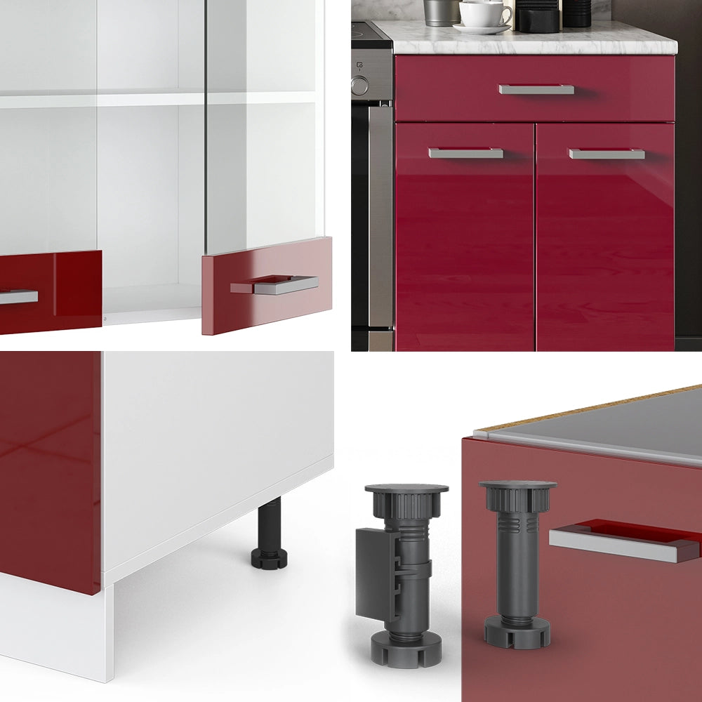 Vicco Cucina componibile Rosso lucido/bianco 200 cm , PL Marmo