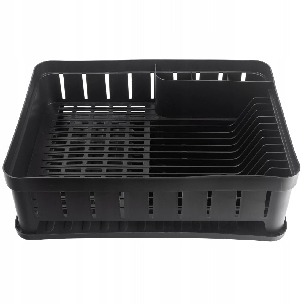 Scolapiatti KADAX con supporto per posate, vassoio in plastica nera da 39 cm