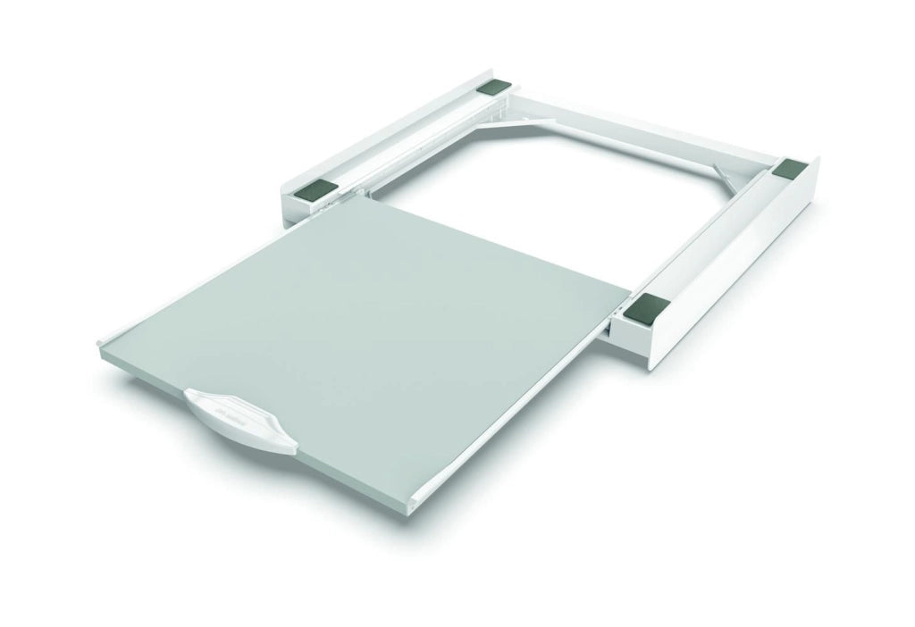 Meliconi Torre Pro L60 - KIT_ di sovrapposizione per lavatrice e asciugatrice, 60 x 55 cm, ripiano estraibile da 41 cm, portata max 250 kg, cinghia di sicurezza inclusa, Bianco