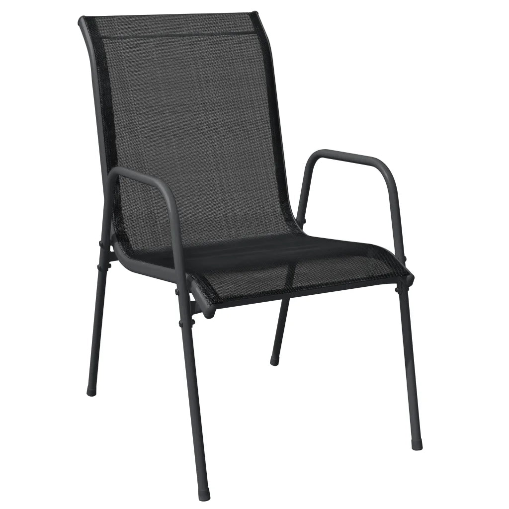 Set da Pranzo da Giardino 3 pz | Set Salotto da Giardino Nero in Acciaio e Textilene
