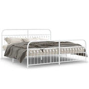 Letto matrimoniale | Letto per adulti | Giroletto con Testiera e Pediera Metallo Bianco 193x203 cm