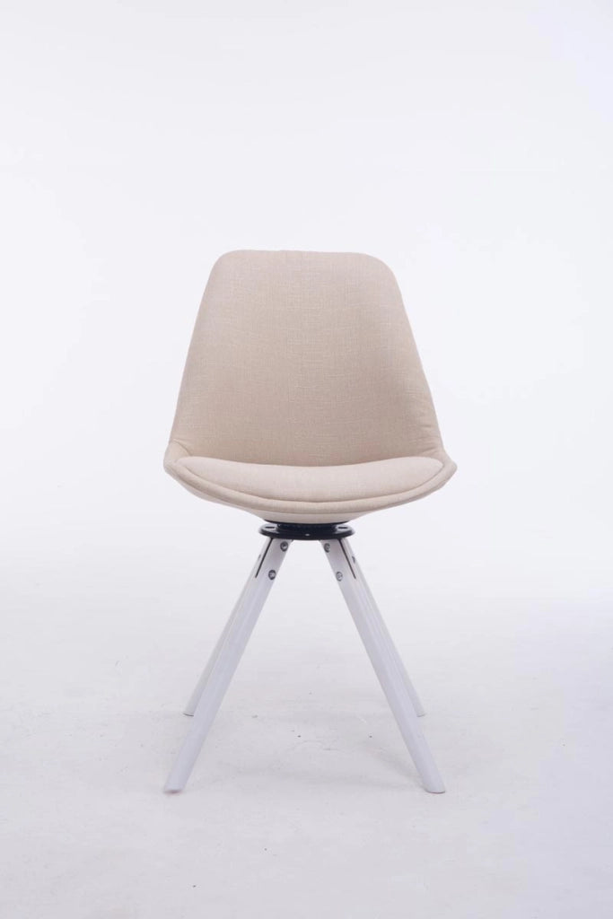 Sedia ospite Troyes Girevole Tessuto Rotondo crema,bianco