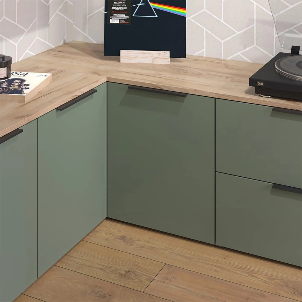 Credenza Wido, Verde, 80 x 50 cm con porta, per la conservazione e l'utilizzo salvaspazio negli angoli