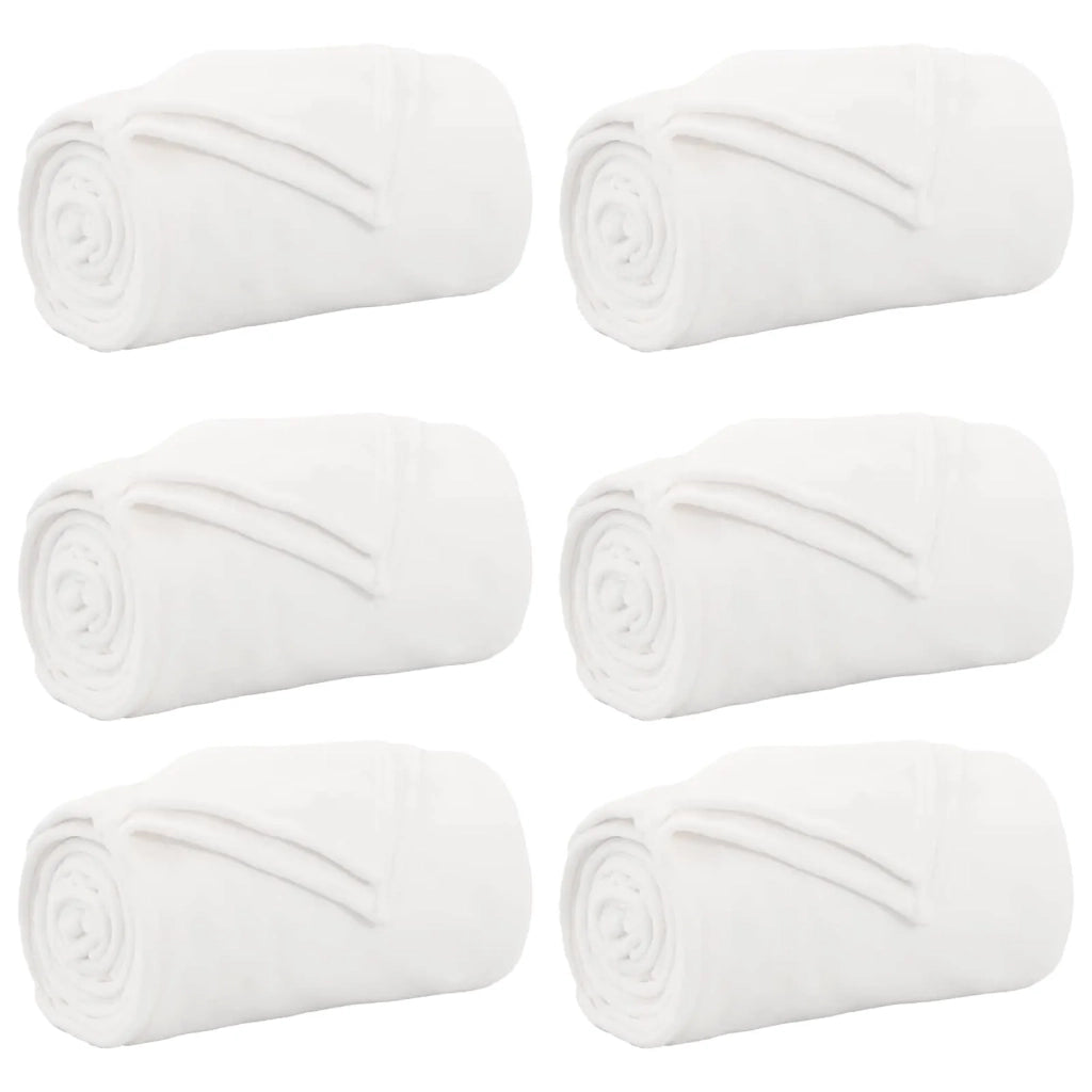 Coperte da Pile 6 pz Bianco 240 x 270 cm Panno