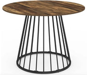 Tavolo da Cucina a Rondi 110 cm con Finestra di Legno Scuro e Pedane Nere – Tavolo Industriale per 4 a 6 Persone – Design Moderno