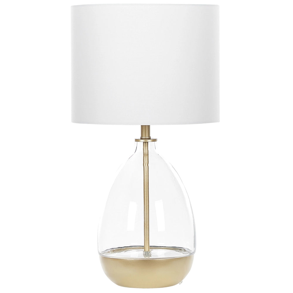 Lampada da tavolo bianca con base in vetro trasparente Paralume impero bianco da comodino con decorativo