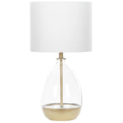 Lampada da tavolo bianca con base in vetro trasparente Paralume impero bianco da comodino con decorativo