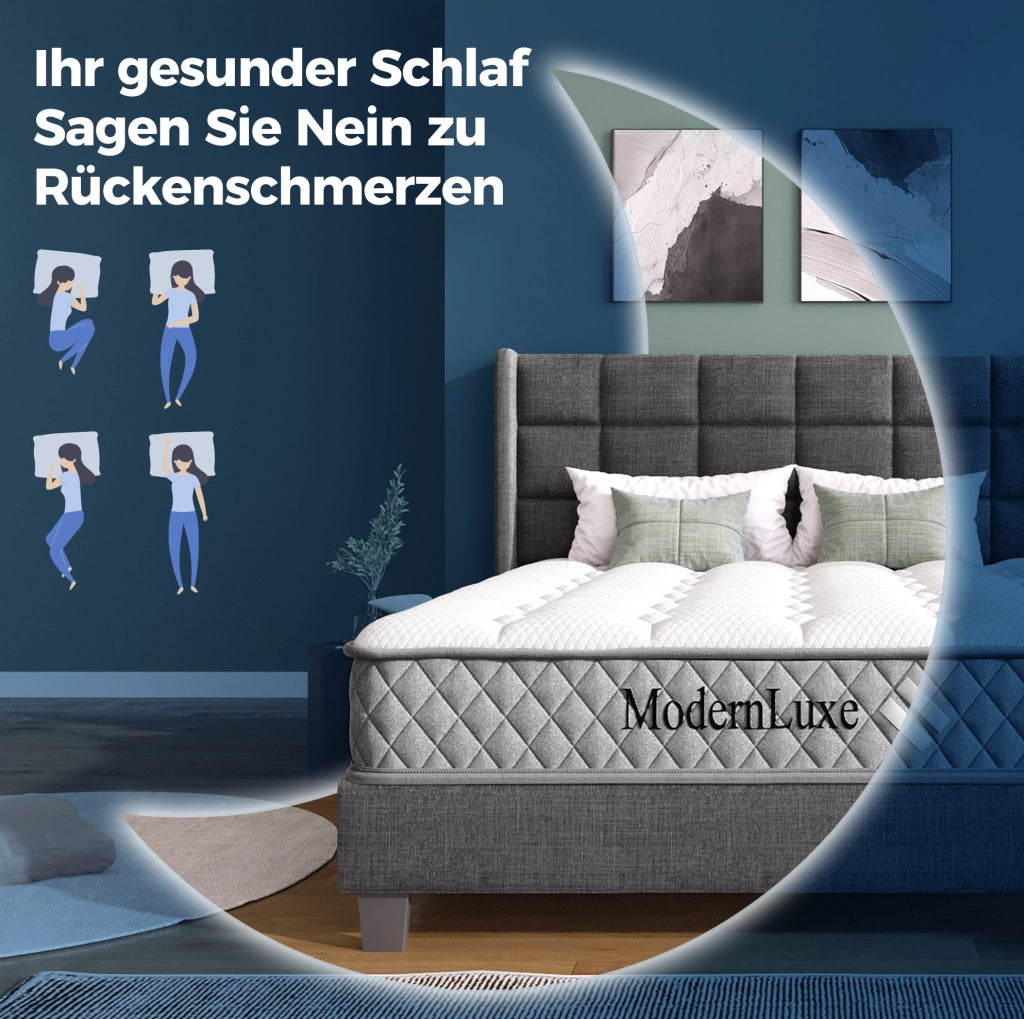 Letto singolo 90x200 cm imbottito in lino beige con USB Tipo-C; contenitore idraulico e materasso