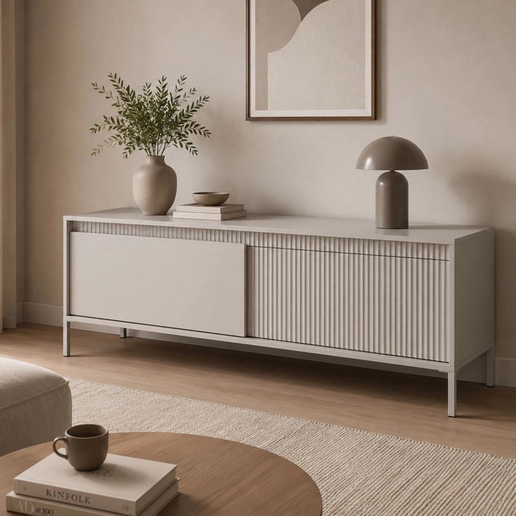Kameza, Mobile Porta tv un Ripiano, 154x40x53h cm Beige