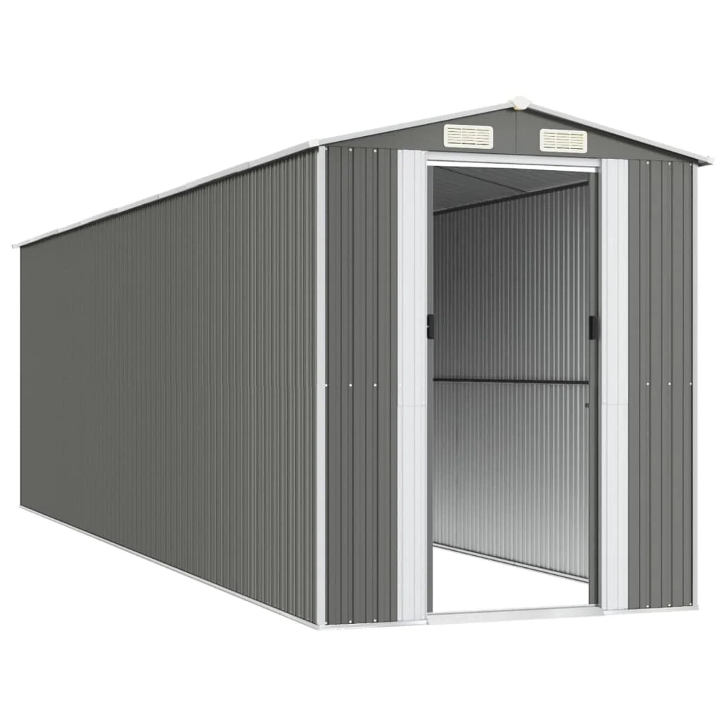Casetta da giardino cabina ripostiglio capanno da esterno capanno per attrezzi robusta colore chiaro 192 x 689 x 223 cm acciaio zincato grigio 02_0022261