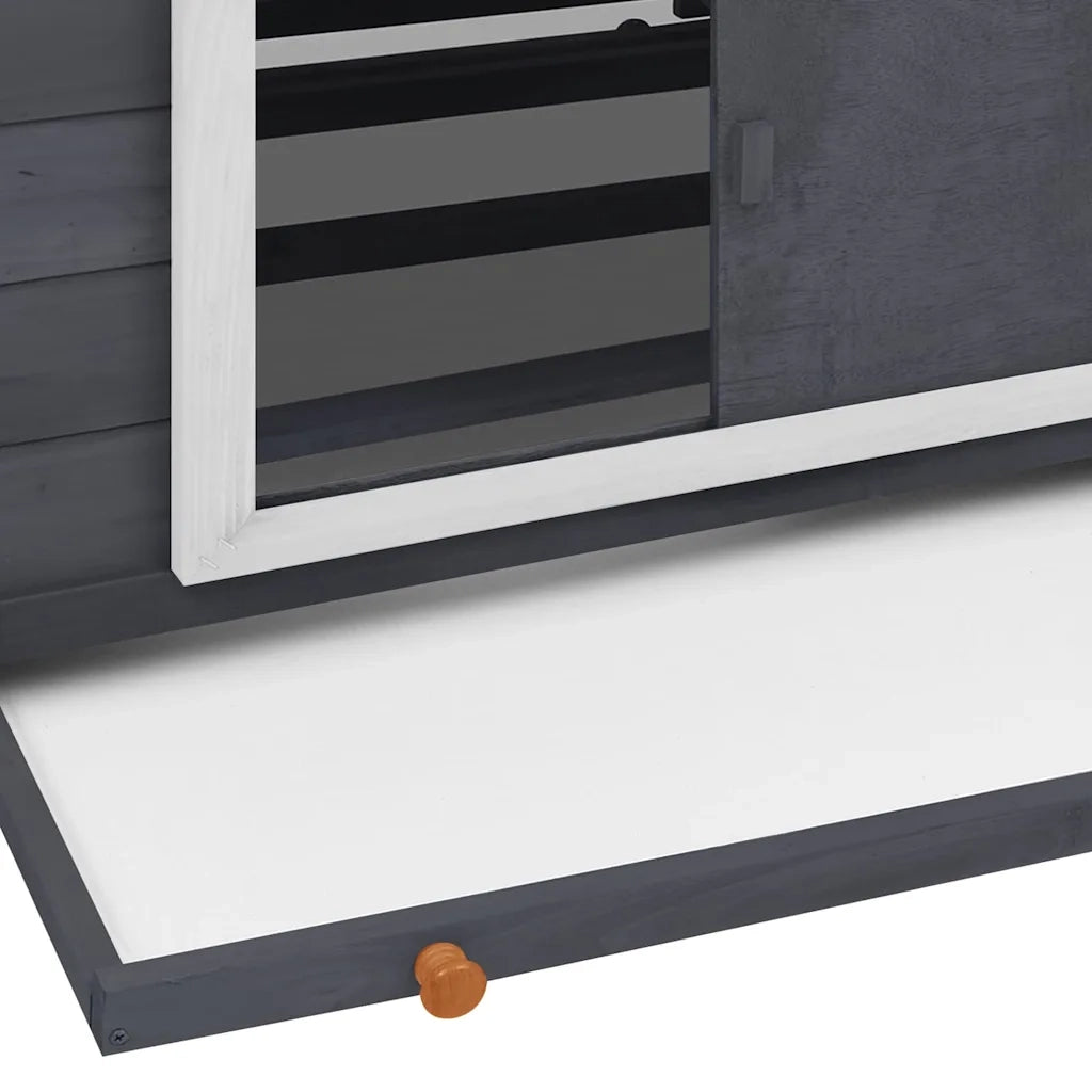 Pollaio Grigio e Bianco 150x96x110 cm Legno Massello di Abete 171460