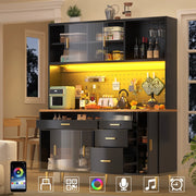 Mobile Alto Multiuso ¨C Minimal ¨C Nero 145x39x171cm, con LED e ripiani