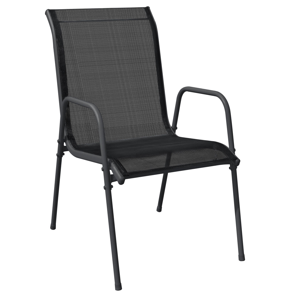Set da Pranzo da Giardino 7 Pezzi Nero Textilene e Acciaio