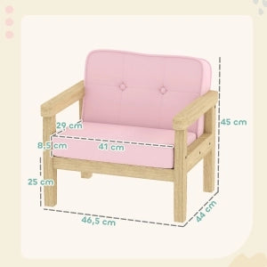 Poltroncina per bambini in legno e tessuto effetto corda, rosa, 3-8 anni