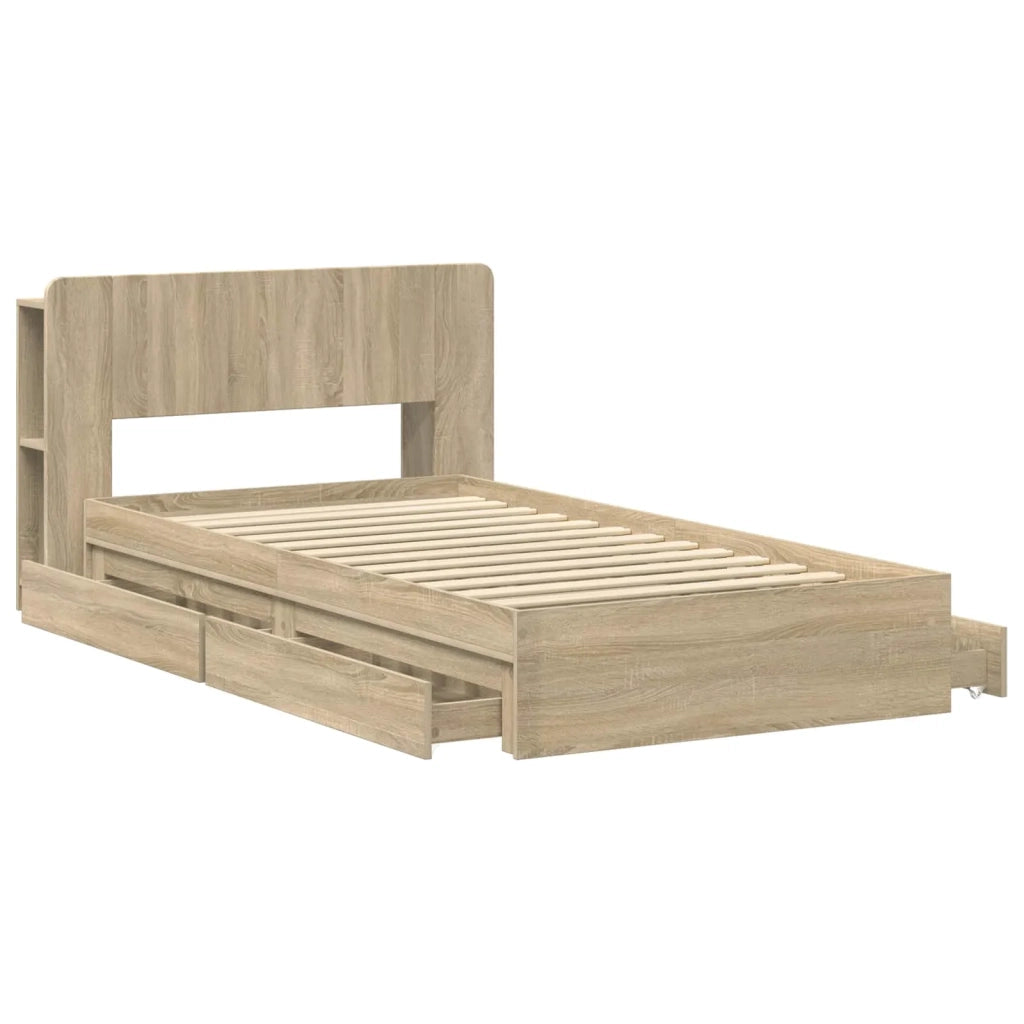 Telaio del letto con storage Rovere Sonoma 100 x 200 cm