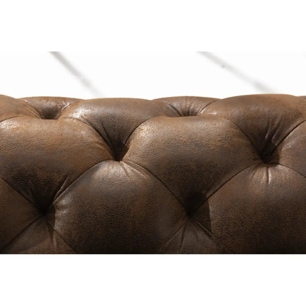 Divano ad angolo VELENA marrone con pouf – Divano barocco in microfibra con struttura in legno massiccio