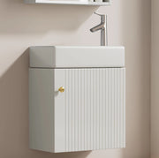 Mobile bagno bianco con lavabo in ceramica e anta soft-close