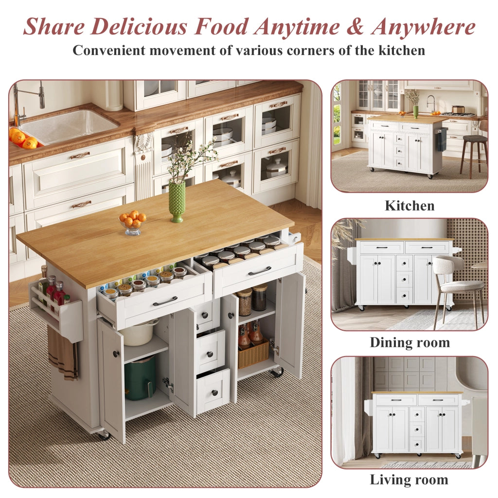 CARRELLO CUCINA estensibile 140x40/65x89 cm MDF bianco/naturale