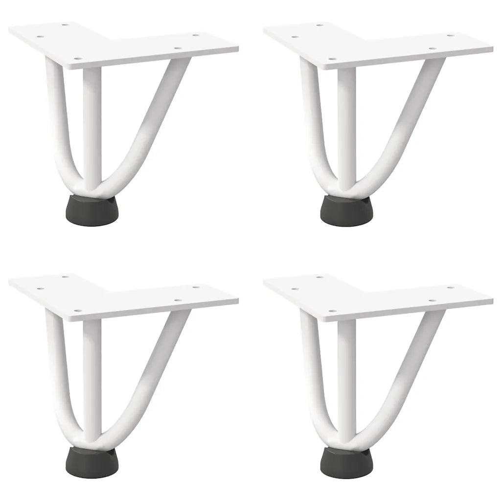 Gambe a forcina per tavolino 4 pz bianche 10 cm in acciaio massiccio 4012429