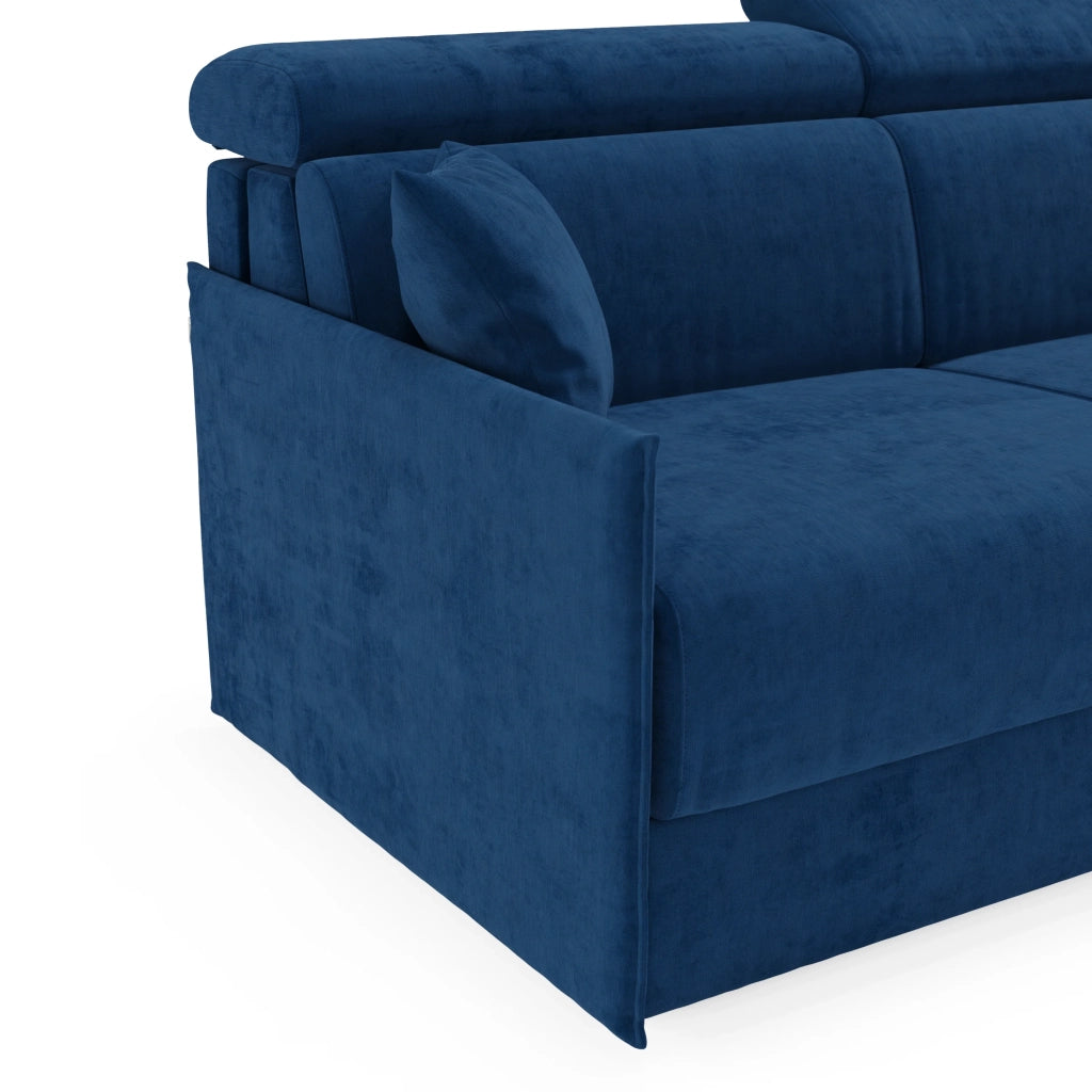 Miryam Divano letto con poggiatesta reclinabili e comfort maxi - design compatto in morbido tessuto smacchiabile T31 149 cm blu