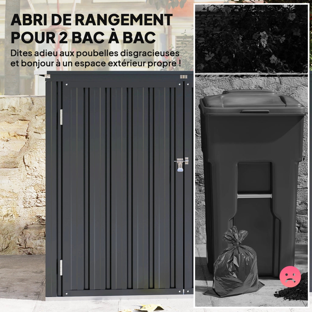 Capanno Rifiuti Esterno 1,2 m2 ¨C Zephmum ¨C 150x80x117 cm Acero Galvanizzato