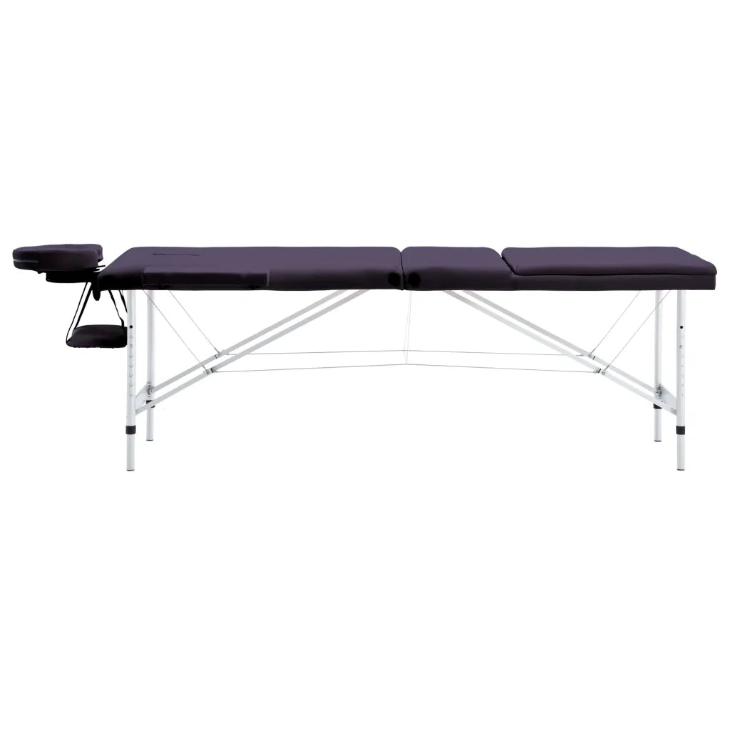 Lettino da Massaggio a 3 Sezioni in Alluminio Viola 110198